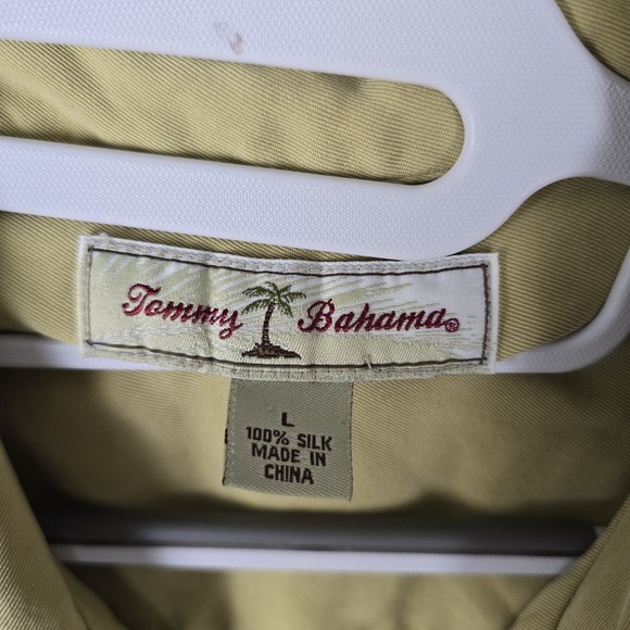 Tommy Bahama Hawaiian Silk Shirt Size Large Gold - Picture 4 of 6